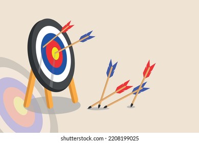 Illustration Of Several Arrows That Missed, And Only Two Arrows That Hit The Target.