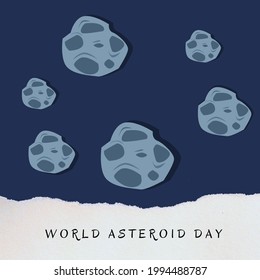 Illustration of several asteroids to celebrate world asteroid day