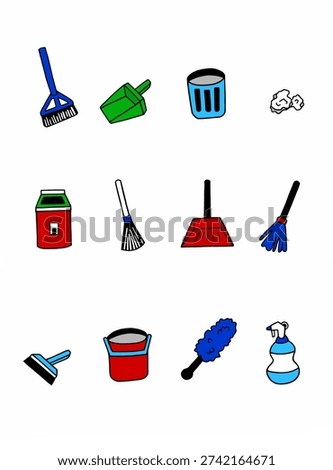 illustration of several cleaning tools