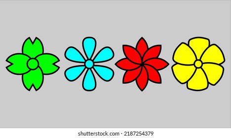 ilustración de varias flores, logotipo de vectores de flores, arte de línea floral