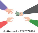 Illustration of several hands grabbing money