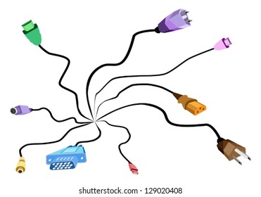 An Illustration Several Kind of Computer Cable or Computer Connectors
