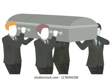 Illustration of Several Men Carrying a Casket at a Funeral