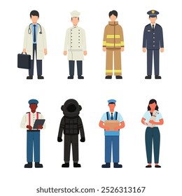illustration of several professions that prioritize service