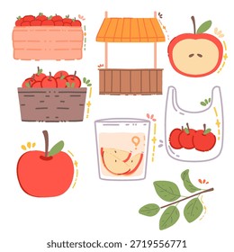 Ilustração de vários conjuntos de maçãs 