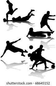 illustration of several silhouettes of soccer players