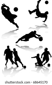 illustration of several silhouettes of soccer players