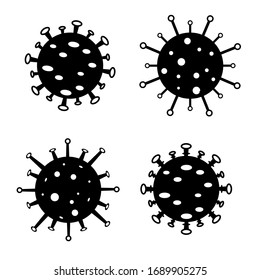 illustration of several types of coronavirus with the concept of black and white