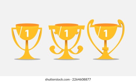 illustration of several variations of trophy shapes in flat style