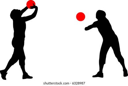 illustration of several volleyball silhouettes