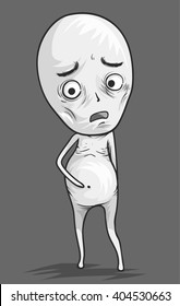 Illustration of a Severely Malnourished Man with a Bloated Belly