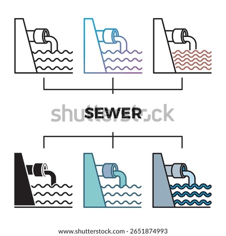 Illustration of sewer symbol representing drainage system, underground waste pipes, sanitation, and urban water management infrastructure.