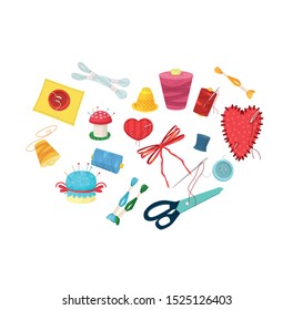 illustration with sewing accessories about sewing