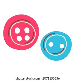 Illustration of sewing buttons needlework item. Handicraft and hand made. Feminine creativity hobby and shopping.