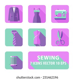 Illustration of sewing flat with accessories
