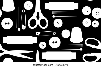 Illustration mit Nähartikeln, nahtloser Hintergrund