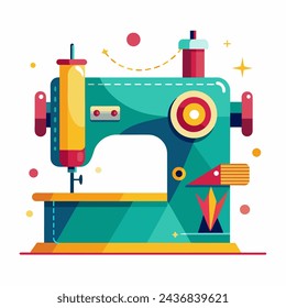 ilustración de una máquina de coser hecha en el estilo de gráficos vectoriales