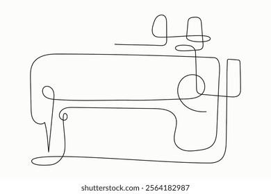 Illustration of a Sewing Machine in One Line Artistic Style