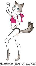 Ilustración de un gato sexy posando
