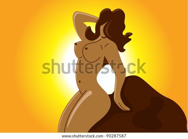 Horse And Girl Saxy Cartun - Illustration Sexy Nude Woman Stock Vector (Royalty Free) 90287587