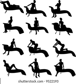 Illustration of Sexy Sofa Silouettes - Vector