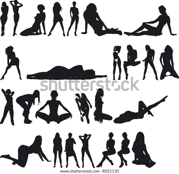 Illustration Of Sexy Woman Silhouettes