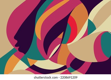 Illustration shades of color signifying different racial attributes and skin color, human rights protection. 