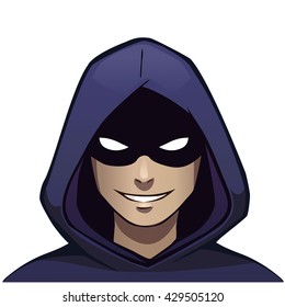 Illustration of shadowed man under the hood