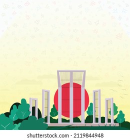 Illustration of Shaheed Minar, the Bengali words say "forever 21st February" to celebrate national - international mother language day in Bangladesh, 21st February 1952. Bengali alphabet vector design