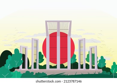 Illustration of Shaheed Minar. National Martyr Monument of Bangladesh. Illustration for 21st February International Mother Language Day.