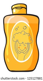 Illustration of a shampoo inside a container on a white background