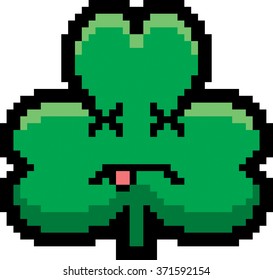 An illustration of a shamrock looking dead in an 8-bit cartoon style.