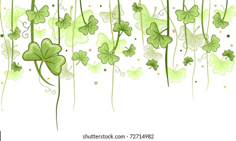 Illustration of Shamrock Vines Hanging from Above for Background