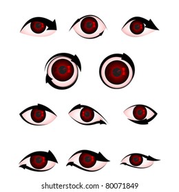 illustration of shape of angry eye with arrow