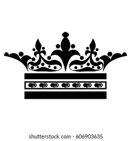 Illustration with shape of crown. Tattoo design element. Heraldry and logo concept art.