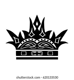 Illustration with shape of crown. Tattoo design element. Heraldry and logo concept art.