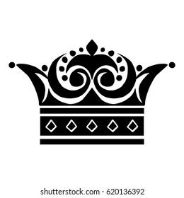 Illustration with shape of crown. Tattoo design element. Heraldry and logo concept art.