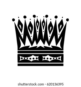 Illustration with shape of crown. Tattoo design element. Heraldry and logo concept art.