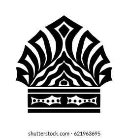 Illustration with shape of crown. Tattoo design element. Heraldry and logo art.