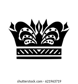 Illustration with shape of crown. Tattoo design element. Heraldry and logo art.