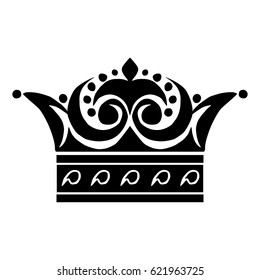 Illustration with shape of crown. Tattoo design element. Heraldry and logo art.