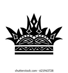 Illustration with shape of crown. Tattoo design element. Heraldry and logoa art.