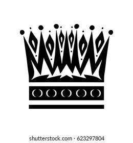 Illustration with shape of crown. Tattoo design element. Heraldry and logo concept art.
