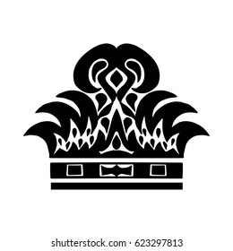 Illustration with shape of crown. Tattoo design element. Heraldry and logo concept art.