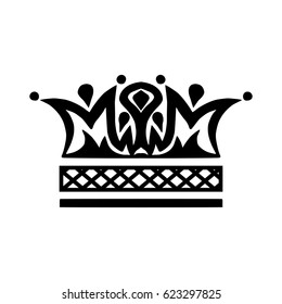 Illustration with shape of crown. Tattoo design element. Heraldry and logo concept art.