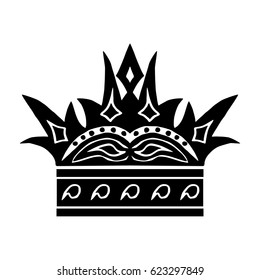 Illustration with shape of crown. Tattoo design element. Heraldry and logo concept art.