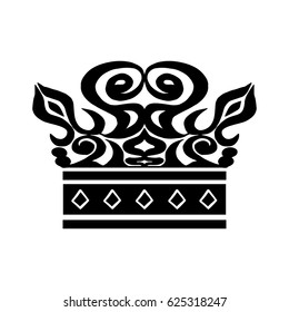 Illustration with shape of crown. Tattoo design element. Heraldry and logo concept art.