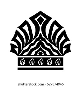 Illustration with shape of crown. Tattoo design element. Heraldry and logo concept art.