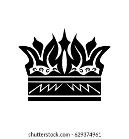 Illustration with shape of crown. Tattoo design element. Heraldry and logo concept art.