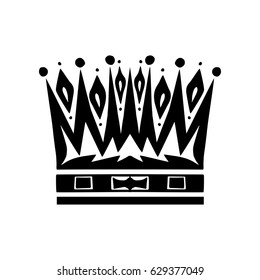 Illustration with shape of crown. Tattoo design element. Heraldry and logo concept art.
